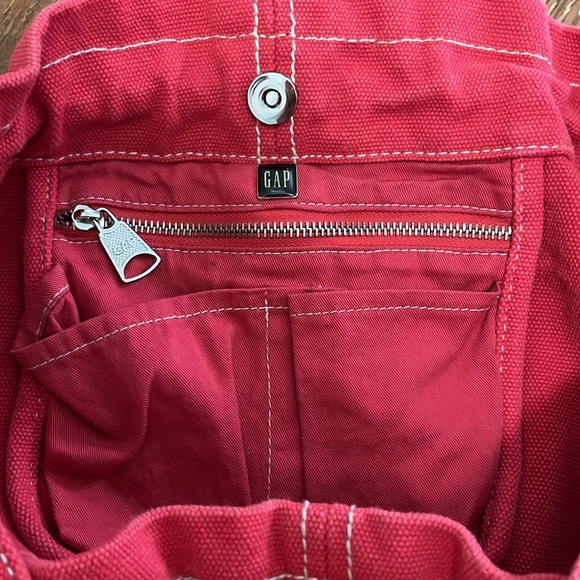 Gap Red with White Stitching Canvas Shopper Tote - Picture 2 of 5